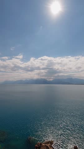Beautiful coastal scenery with blue sea and sky