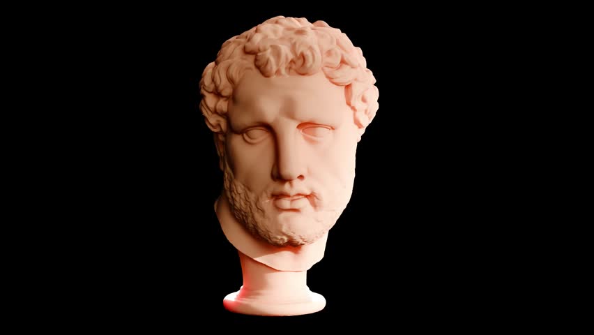Renaissance Bust of Head from the Vatican Apoxyomenos Dark Background