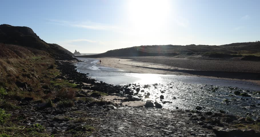 Broad Haven beach at Stackpole Estate, Pembrokeshire, UK