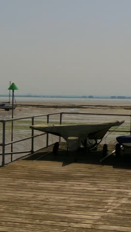 Boats Parked on Shore at Leigh-on-Sea Essex 4K Vertical Video