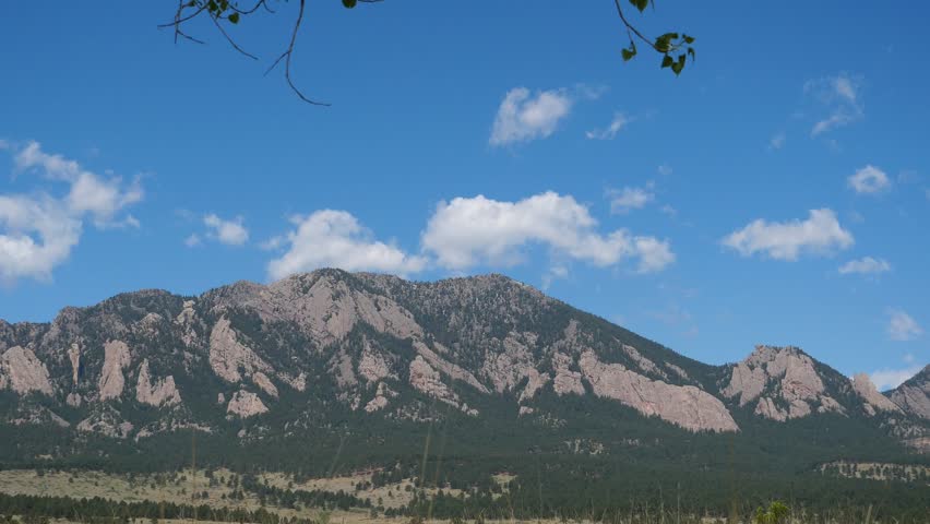 Clouds Moving Above South Boulder Peak and Bear Peak at the Flatirons in Boulder Colorado, 4K Video