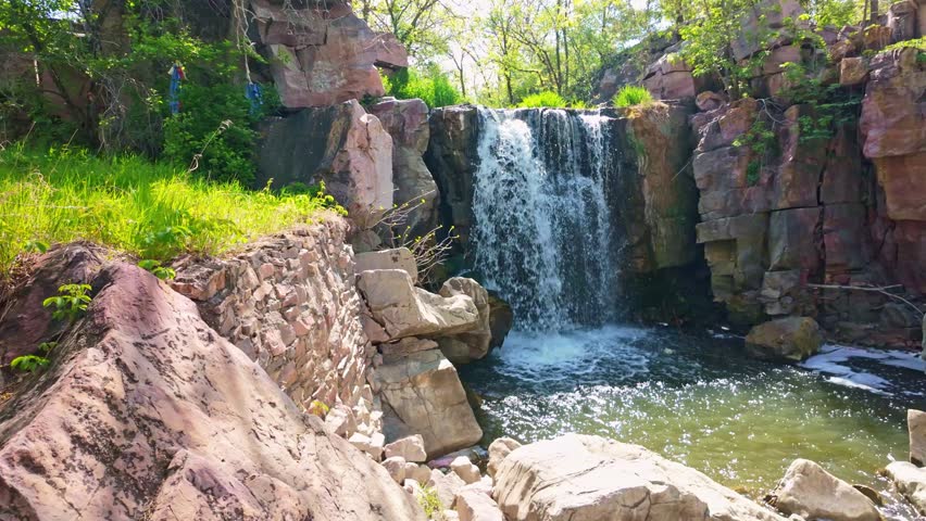 Scenic view of Winnewissa Falls at Pipestone National Monument in Minnesota