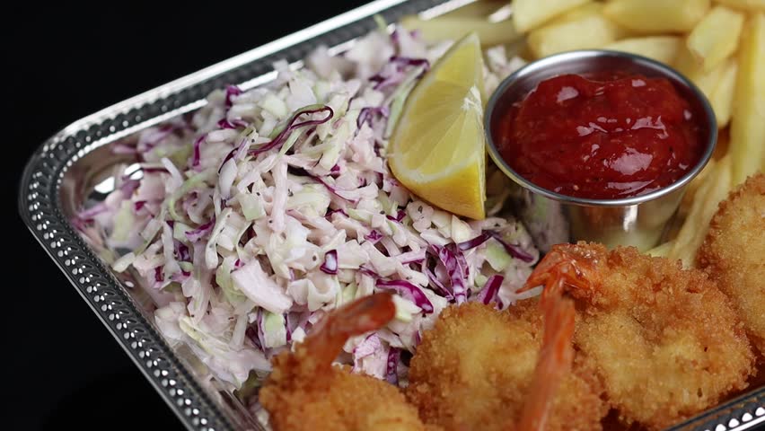 Fried Shrimp Plate 360 degree Rotation