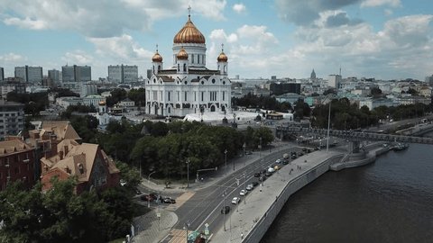 Smooth Drone Rise Pan over Cathedral