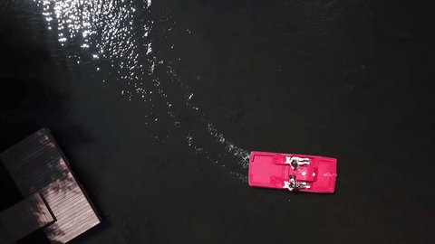 Rotating Drone Rise over Krasnogorsk Park Pond