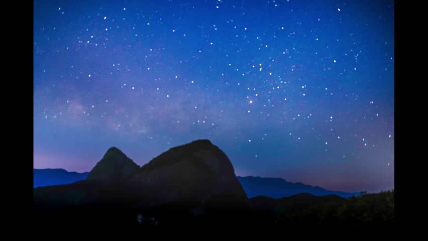 Astrophotography of starry night sky and Milky Way galaxy near Maisan, South Korea
