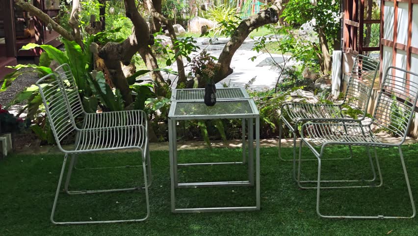 Outdoor seating area in the cafe.