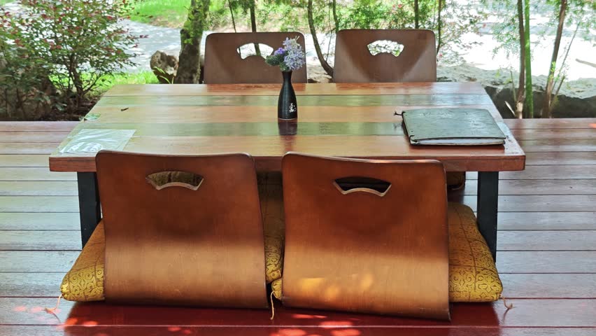 Outdoor seating area in the cafe.