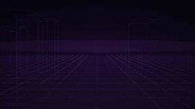 Neon purple and blue wireframe geometric shapes craft immersive retro cyberpunk digital atmosphere. Precision linear grid layout delivers sleek, modern tech-ready visual for branding and creative projects. - Powered by Shutterstock - Get 15% off with code: PIKWIZARD15