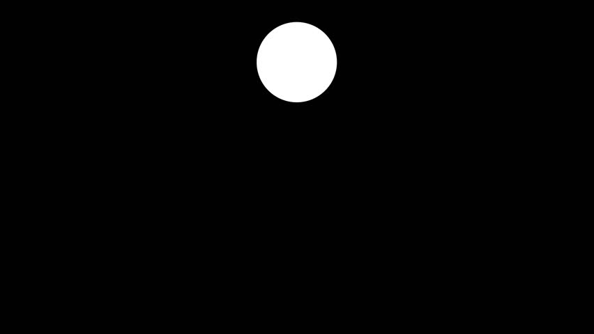 Small circle shape dripping white liquid, paint, milk or ice cream, isolated on black background, flat 2d design, animation loop.