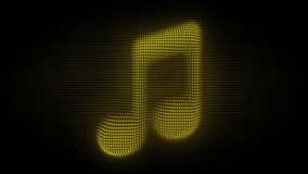 Golden 3D Double Music Note Symbol Particle Animation on Dark Background, Glowing Dot Grid Rotating Animation Motion Graphics Seamless Loop, 4K - Powered by Shutterstock - Get 15% off with code: PIKWIZARD15