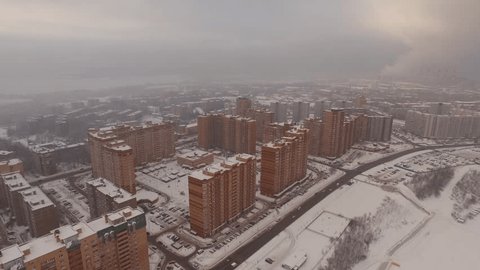 Aerial Drone Descending Over Ugreshskaya Street Houses