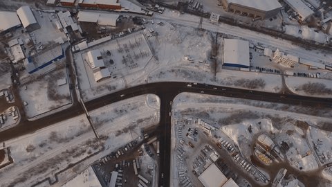 Aerial Ascending Panorama of Moscow Ring Road from Dzerzhinsky