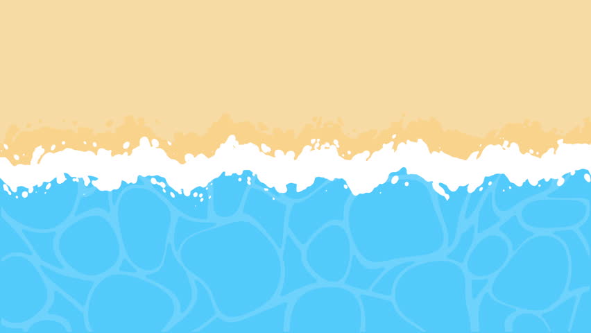 Cartoon Ocean Wave Washing onto Sandy Beach Shore as a Seamless Looping Animation