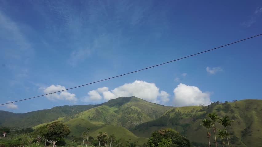 mountain view and white clouds