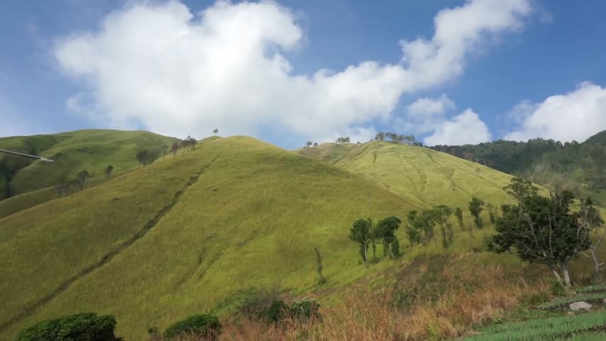 mountain view and white clouds