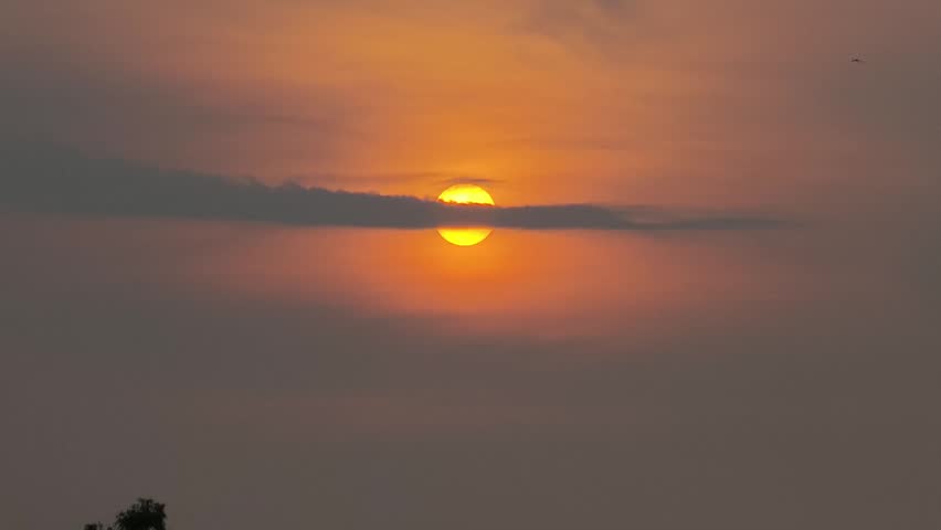 The sun is setting in the evening.