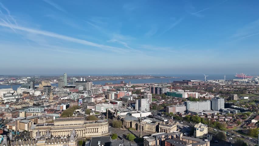 Aerial view of Liverpool Lime Street and city