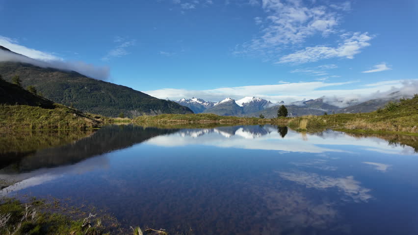 Panoramic shot of a glacial lake in Tierra del Fuego, Chile.