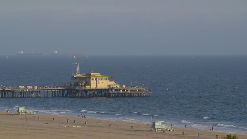 Santa Monica Pier on the beach in California