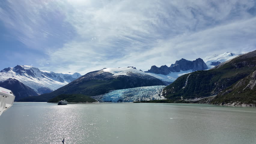 Pia Glacier and fjord landscape in Tierra del Fuego, Patagonia.