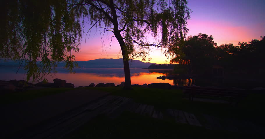 Colorful sunrise on the lake