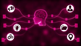 Neon K P I Performance Metrics Concept with Brain Human Silhouette and Business Animated Background - Powered by Shutterstock - Get 15% off with code: PIKWIZARD15