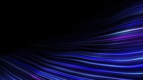 3D neon line space. Looped glowing lines on a smooth wave landscape. Neon fluid grid of blue and purple stripes. Abstract LED lamps on the floor. Data transmission technology background. - Powered by Shutterstock - Get 15% off with code: PIKWIZARD15