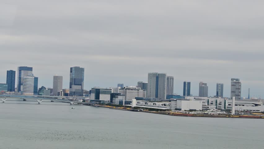 Tokyo Waterfront Skyline And Bridge View Across Tokyo Bay Japan