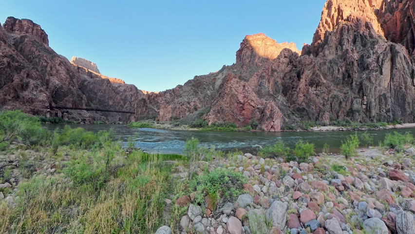 Panning over the Colorado River at the Bottom of the Grand Canyon