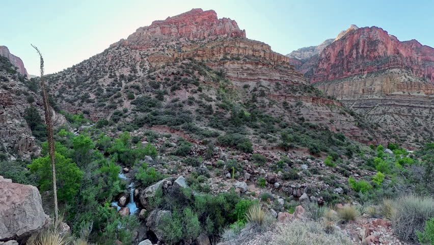 Waterfall Cascades Deep in the Grand Canyon along the North Kaibab Trail