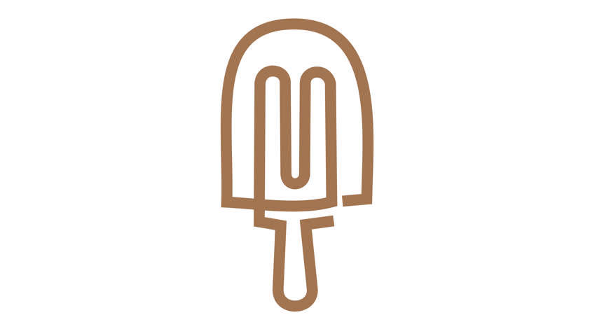 Minimalist popsicle icon with line art pop cartoon animation isolated on a transparent background. Pink and brown ice lolly symbol for summer treat graphic element concept. Seamless looping.