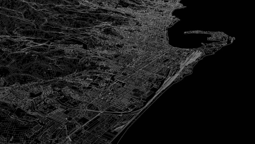 3D looped animation of city - Messina Italy