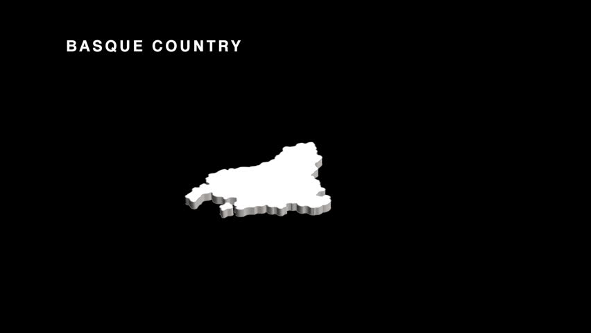 Minimalistic basque country map rotating on a black background. Clean and simple design showcasing the spanish autonomous community