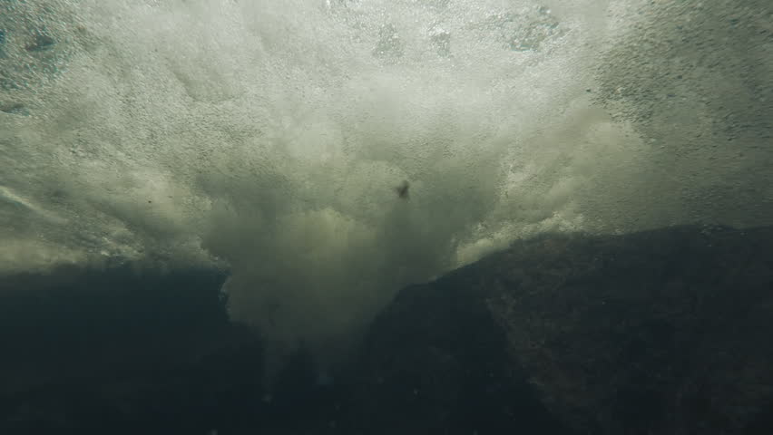 Underwater view of the waterfall