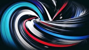 4K Abstract Glossy Metallic Swirl Vortex Tunnel Loop with Red Blue Neon Ribbons - Powered by Shutterstock - Get 15% off with code: PIKWIZARD15