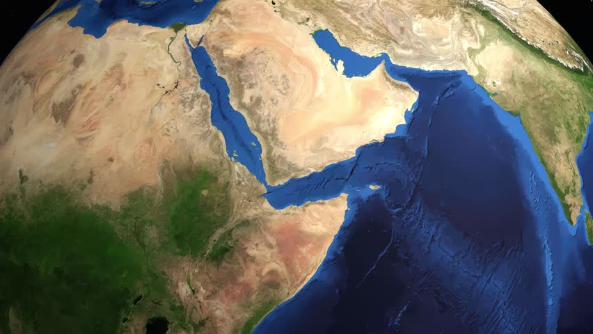 Satellite view animation follows a commercial airplane flying from Doha to Barcelona across continents