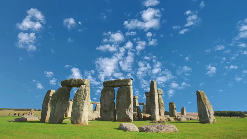 View of Stonehenge monument in United Kingdom at sunset Stonehenge in Wiltshire of England in cloudy weather. It is a prehistoric monument 8 miles north from Salisbury, in the place called Wiltshire in South West England. It is under protection of UNESCO.