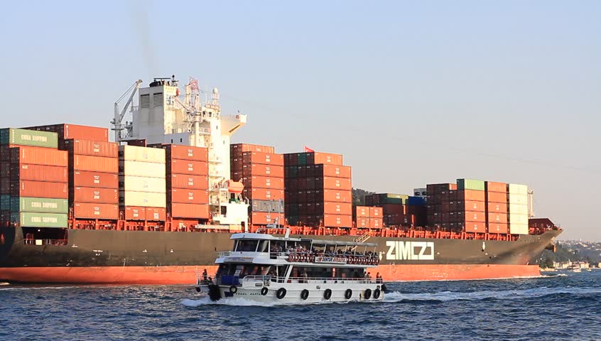 ISTANBUL - JULY 5: Container Ship ZIM DALIAN (IMO: 9391268, Malta) on July 5,