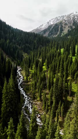 Aerial Mountains landscape in Kazakhstan