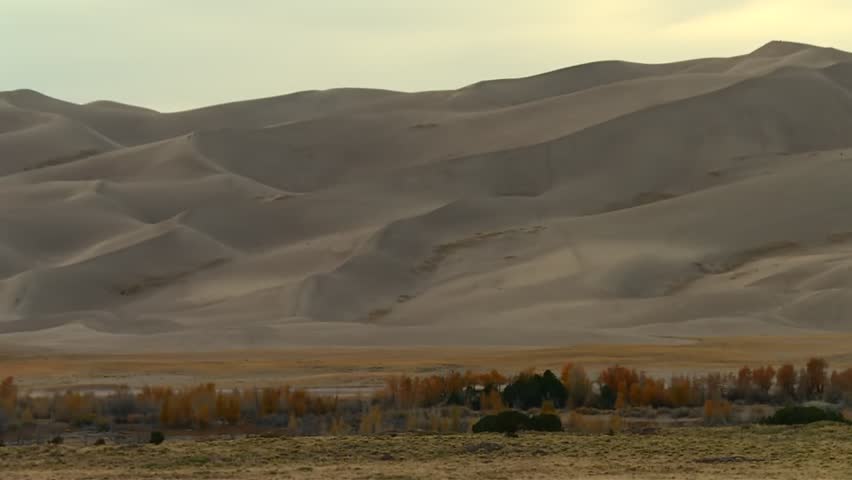 Dramatic Scenery Of The Great Sand Dunes National Park And Preserve In Colorado, USA. Panning Shot