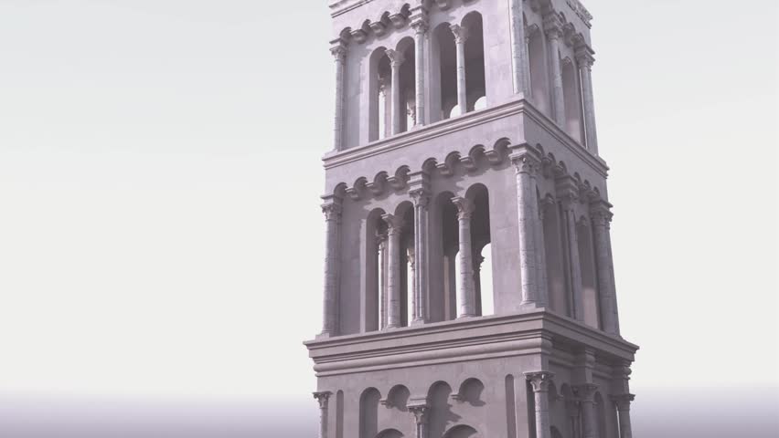 Bell Tower Gothic Arcade Arc Facade Exterior 4K Video Du1004