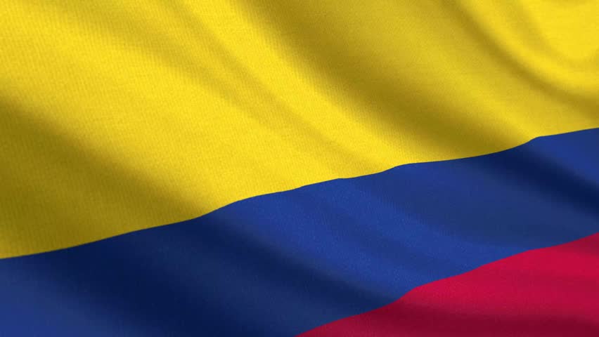 Seamless 3D video of the Colombia flag fluttering in the wind looping