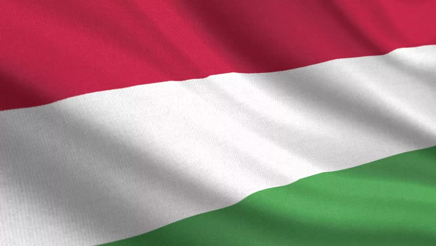 Seamless 3D video of the Hungary flag fluttering in the wind looping