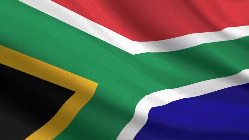 Seamless 3D video of the South Africa flag fluttering in the wind looping