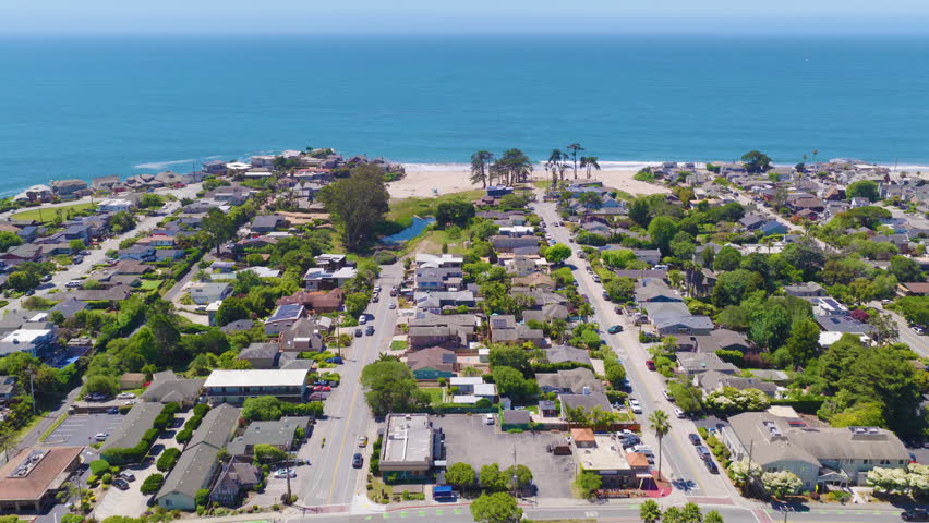 Santa Cruz Aerial View of Coastal Homes and Beach