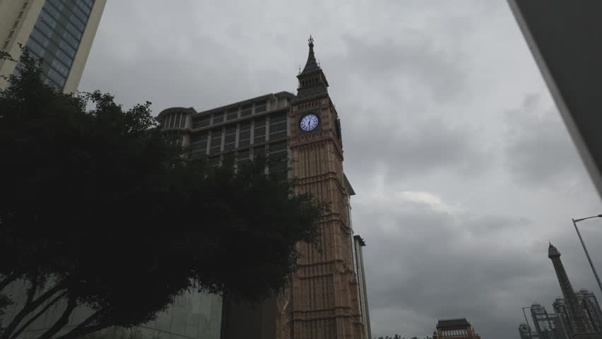 Big Ben replica in Macau on a cloudy day