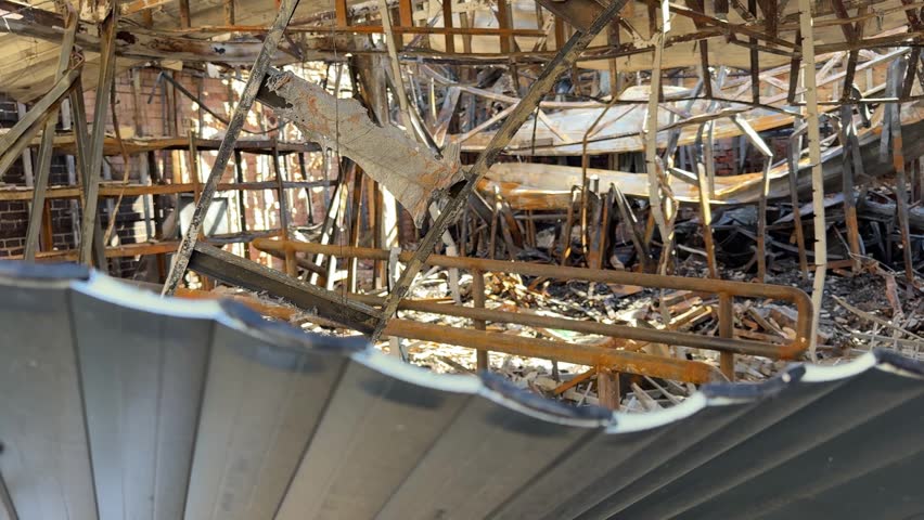 The building was destroyed burn down by fire.