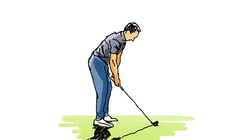 Colorful animation of a golfer in action.
