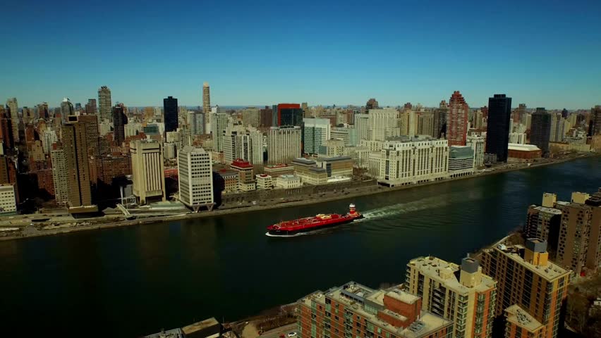new york city manhattan and ship harbor aerial view american flag usa united state
